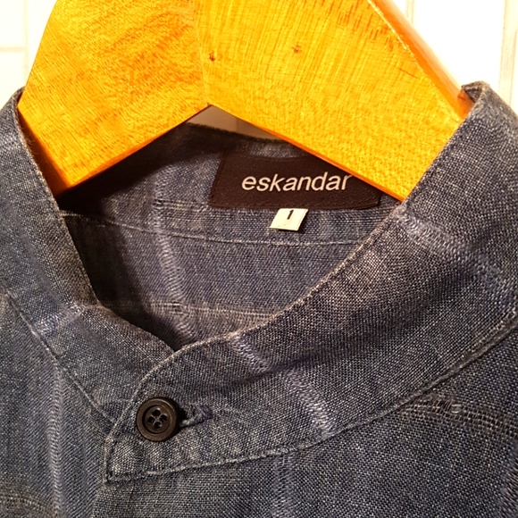 COPY - Eskandar denim colour linen tunic - Picture 3 of 5